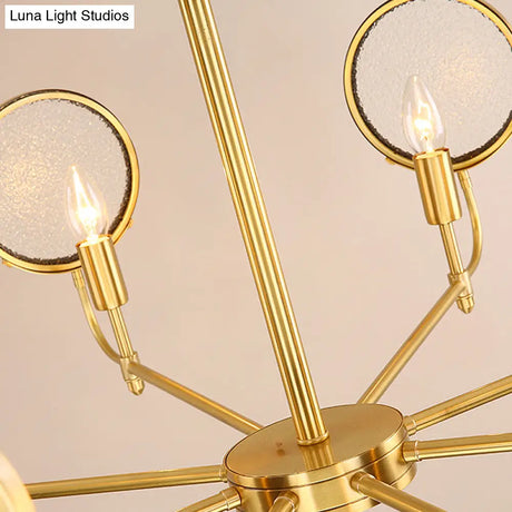 Seeded Glass Gold Chandelier - Colonial Down Lighting Pendant 6/8 Lights Ideal For Living Room