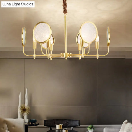 Seeded Glass Gold Chandelier - Colonial Down Lighting Pendant 6/8 Lights Ideal For Living Room