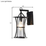 Seedy Glass Retro Wall Light With Curved Frame In Black - Cylinder Design