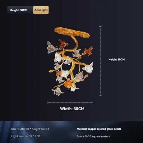 Selene Victorian Palm Crystal Chandelier Brass Pendant Light for Villa & Hotels Ceiling lamp / Neutral light chandelier