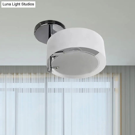 Semi Flush Ceiling Light Fixture - Stunning Drum Acrylic Shade 1/2/3 Lights Modern Silver Design