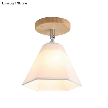 Semi Flush Country Style Wood Angle Adjustable Ceiling Light Fixture