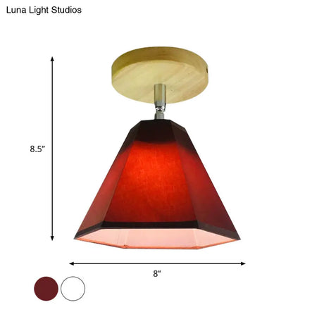 Semi Flush Country Style Wood Angle Adjustable Ceiling Light Fixture
