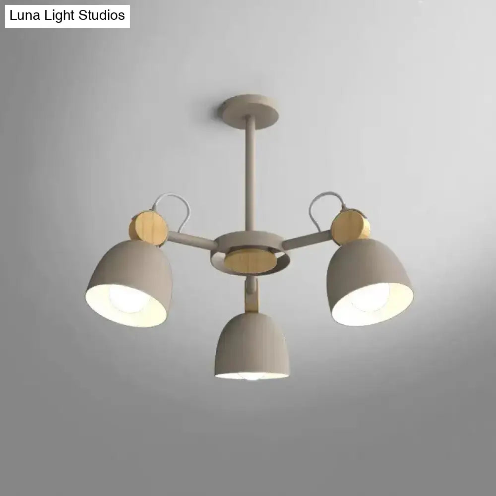 Semi Flush Dome Light With Adjustable Wood Joint For Modern Close-To-Ceiling Lighting 3 / Brown