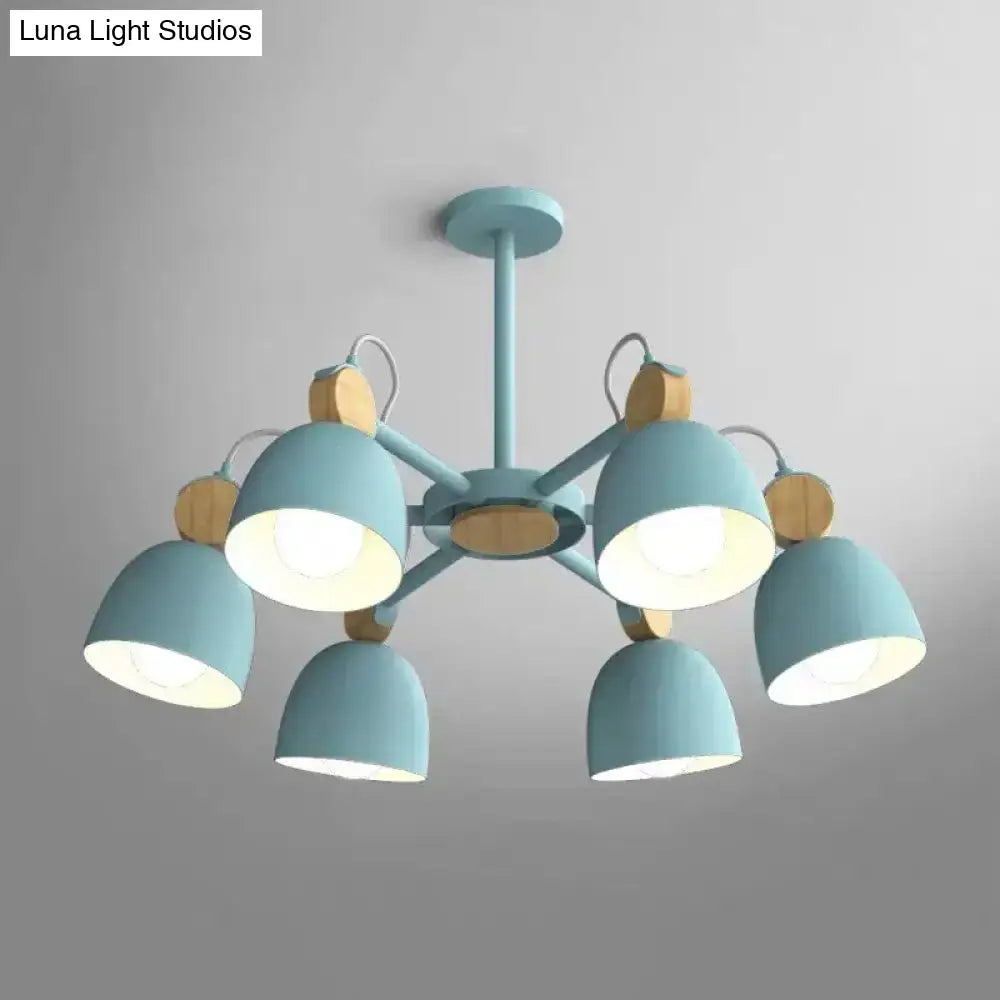 Semi Flush Dome Light With Adjustable Wood Joint For Modern Close-To-Ceiling Lighting 6 / Blue