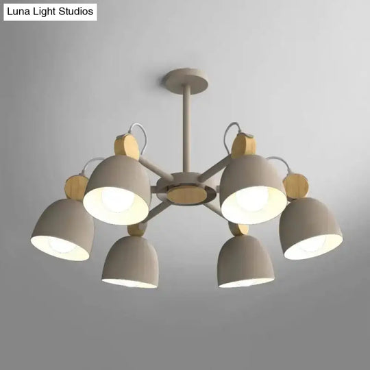 Semi Flush Dome Light With Adjustable Wood Joint For Modern Close-To-Ceiling Lighting 6 / Brown