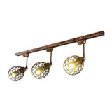 Semi-Flush Industrial Bistro Spotlight With Iron Cage In Black/White/Rust 3 / Rust