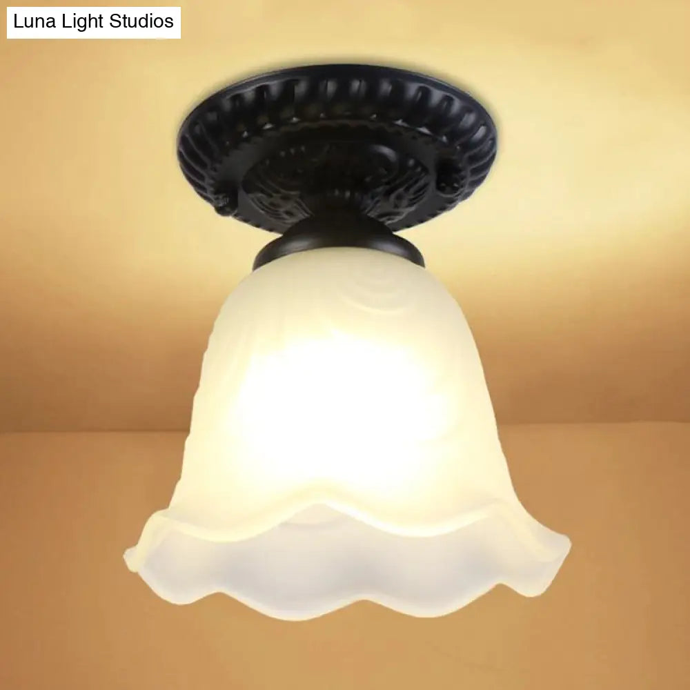 Semi Flush Mount Clear Glass Cone Industrial Ceiling Light Fixture With One Bulb In