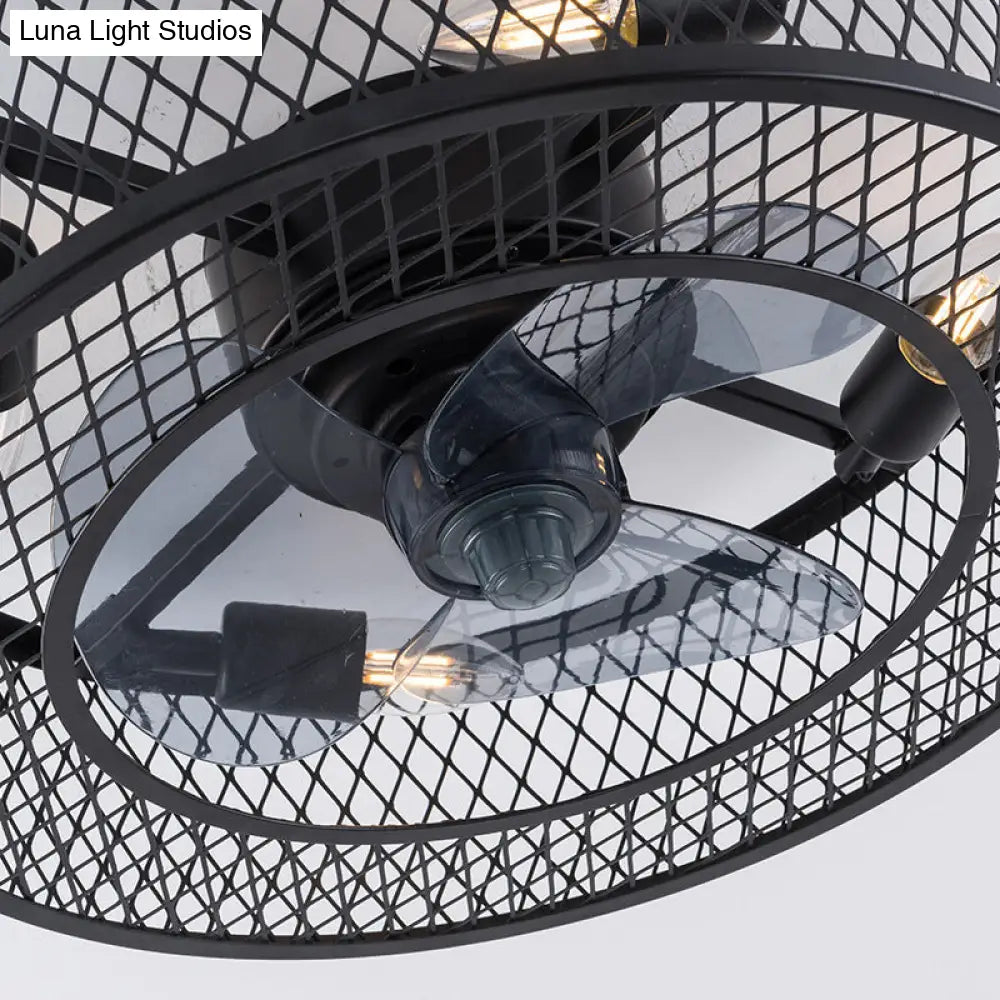 Semi Flush Mount Metal Ceiling Light Fixture - Industrial Style Cage Drum For Bedroom
