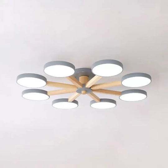 Semi-Flush Mount Snowflake Ceiling Light With 8 Modern Macaron Lights For Living Room Grey / Warm