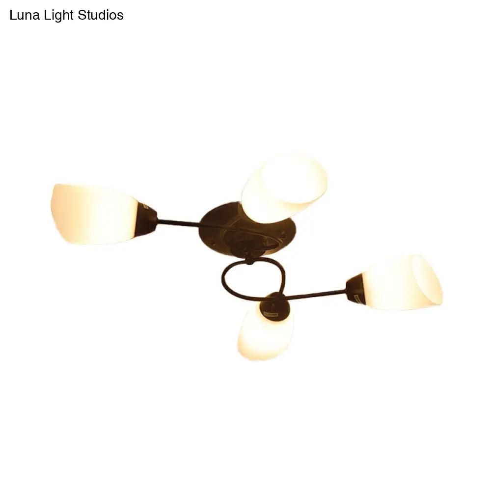 Semi Flush Oval Ceiling Mount Lighting With 4/6/9 Traditional White Glass Lights - Perfect For
