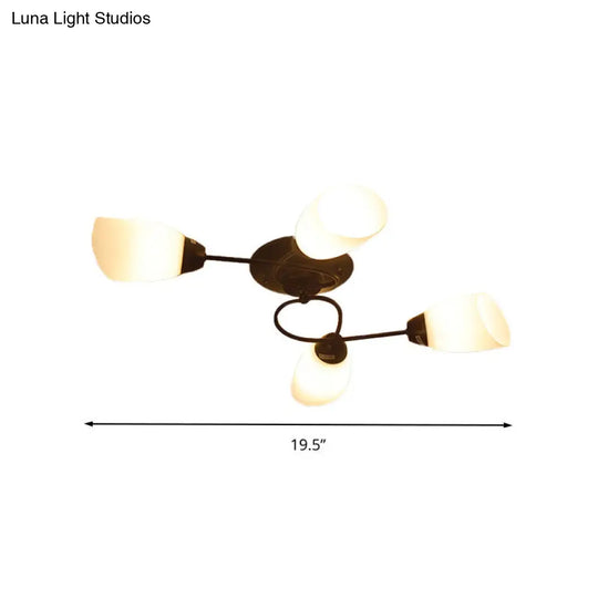 Semi Flush Oval Ceiling Mount Lighting With 4/6/9 Traditional White Glass Lights - Perfect For