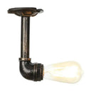 Semi Flush Vintage Aged Brass/Silver/Bronze Angle Pipe Ceiling Mount Light Fixture - 1 Antique