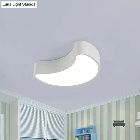 Semi-Moon Led Acrylic Flush Mount Ceiling Fixture For Kids’ Leisure Area - White/Red/Yellow Lighting