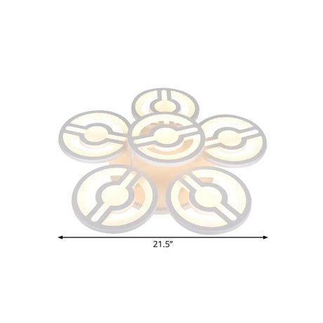 Semi Mount Led Acrylic Flush Ceiling Lamp: White Flower Design Warm/White/Natural Light