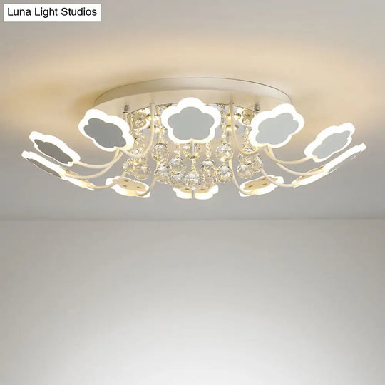 Semi - Mount Petal - Shaped Acrylic Led Ceiling Lamp With Crystal Draping - Black/White 23’/27’