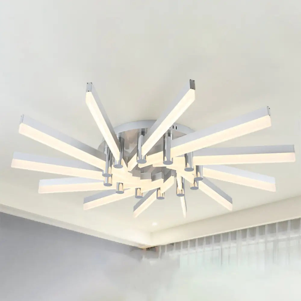Semi - Mount Sputnik Ceiling Light With Acrylic Shade & Modern Silver Finish - Ideal For Indoor