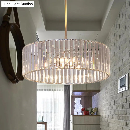 Shaded Round Crystal Pendant Light Fixture - 19.5’/23.5’ Wide Simplicity 5/6 Lights Chrome