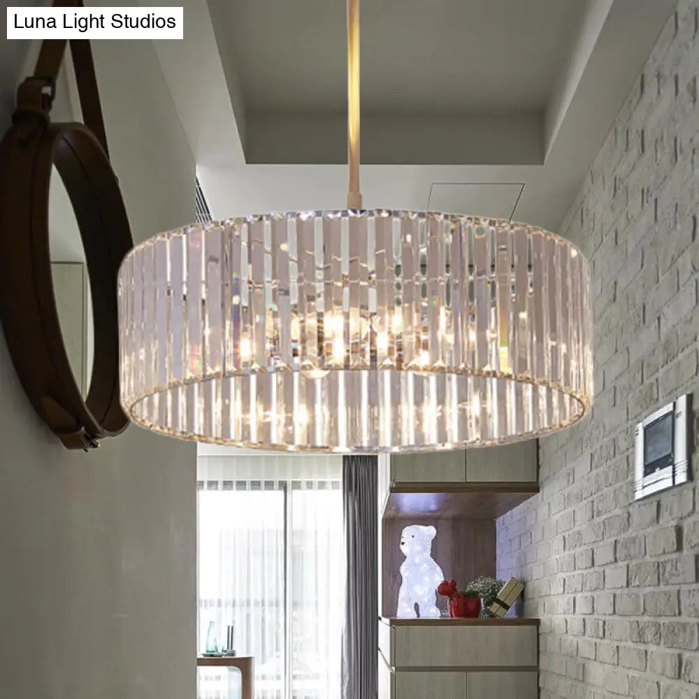 Round Crystal Pendant Light Fixture - Simplicity 5/6 Lights Chrome Chandelier