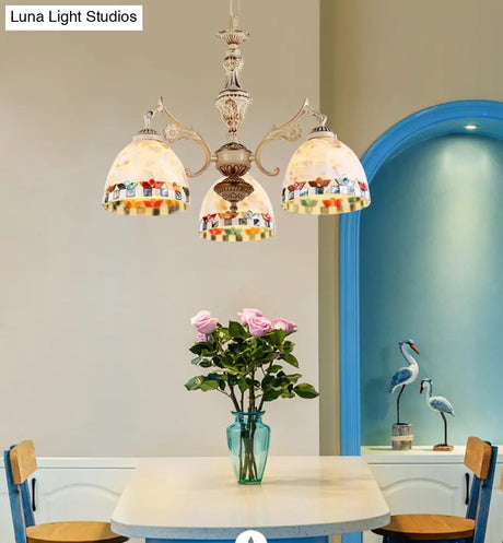 Shell White Chandelier: Mediterranean Suspension Lighting For Living Room