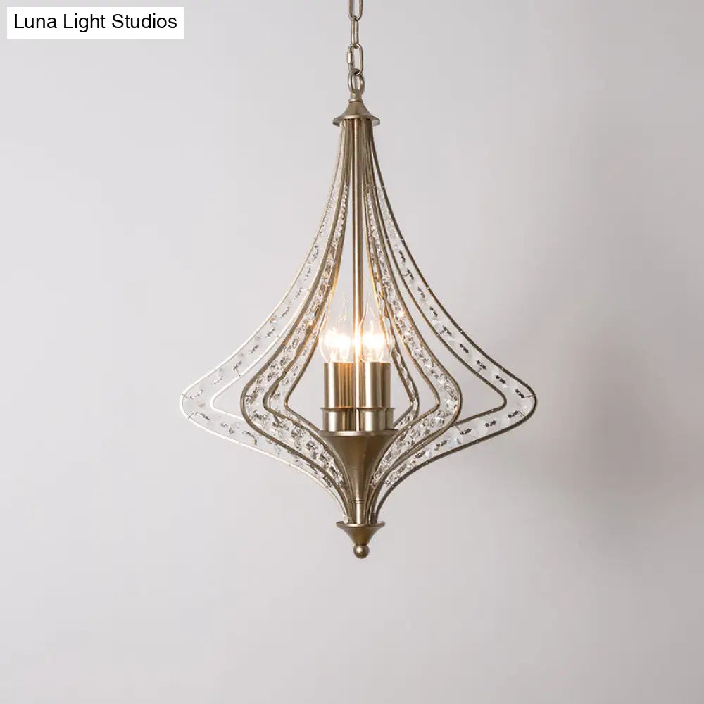 Silver Crystal Diamond Chandelier Pendant Light - Minimalist 4-Head Living Room Hanging Lamp