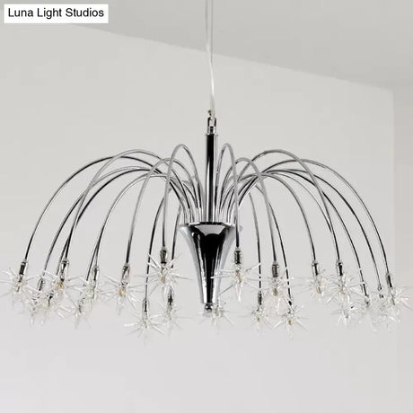 Silver Finish Firework Pendant Chandelier - Metal Romantic Pretty Ideal For Dining Room