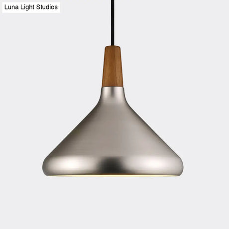 Silver Industrial Cone Ceiling Pendant Light - 1-Light Aluminum Suspension Lamp 7’/10.5’/16’ Wide