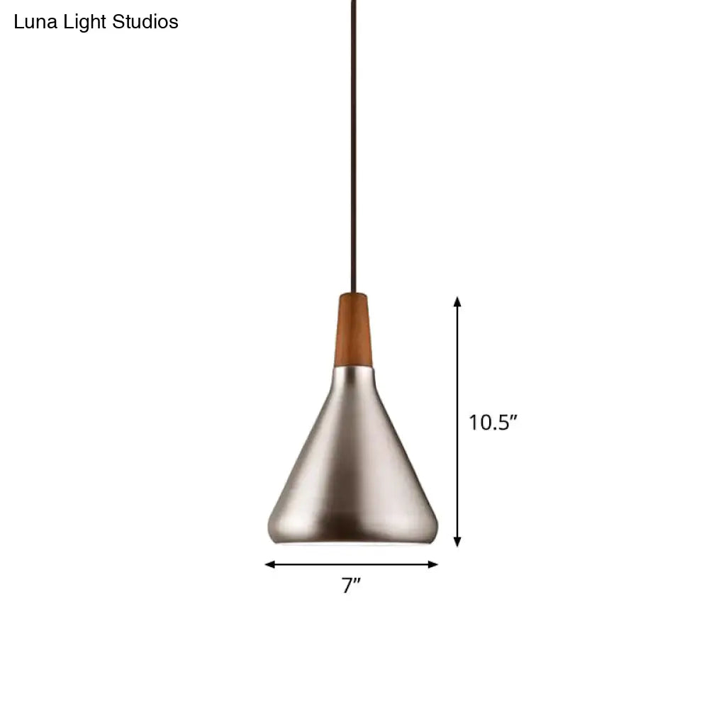 Industrial Cone Ceiling Pendant Light - 1-Light Aluminum Suspension Lamp In Silver Wide Range Of