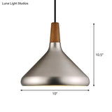 Silver Industrial Cone Ceiling Pendant Light - 1-Light Aluminum Suspension Lamp 7’/10.5’/16’ Wide
