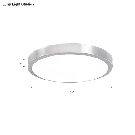 Silver Led Bedroom Ceiling Flush Mount Simple Style Acrylic Diffuser Sizes: 7.5/9/10 Dia