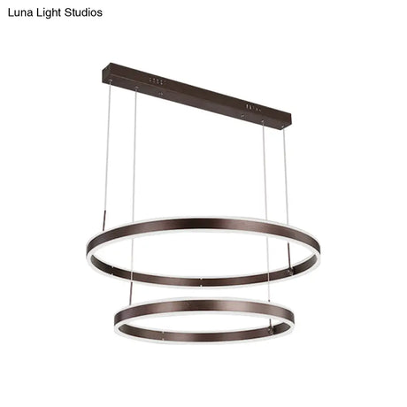 Simple Acrylic Led Chandelier Pendant - 2/3 Tiered Tapered Parlor Hanging Lamp In Coffee
