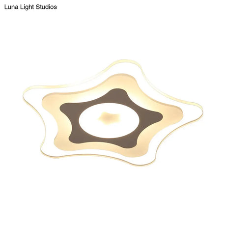 Simple Acrylic Led Flush Ceiling Light With Five - Pointed Star Design - Warm/White/3 Color