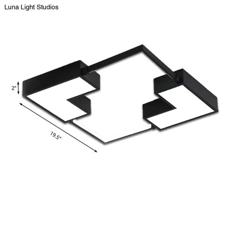 Simple Acrylic Led Flush Mount Ceiling Light In Black/White - Warm/White 16’/19.5’/23.5’ Wide