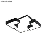 Simple Acrylic Led Flush Mount Ceiling Light In Black/White - Warm/White 16’/19.5’/23.5’ Wide