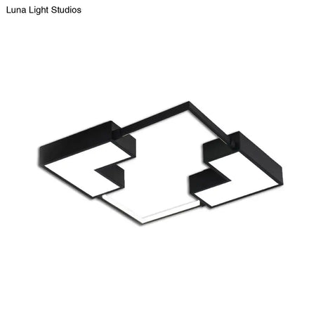 Simple Acrylic Led Flush Mount Ceiling Light In Black/White - Warm/White 16’/19.5’/23.5’ Wide