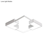Simple Acrylic Led Flush Mount Ceiling Light In Black/White - Warm/White 16’/19.5’/23.5’ Wide