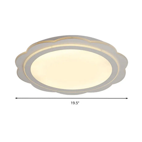 Simple Acrylic Led Flush Mount Light: White Flower Shape For Bedroom & Porch