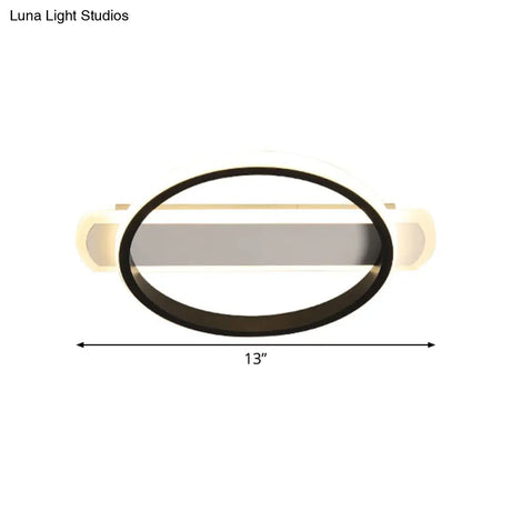 Simple Acrylic Led Flush Mounted Ceiling Light In Black - Round/Square - Oblong Shape Warm/White