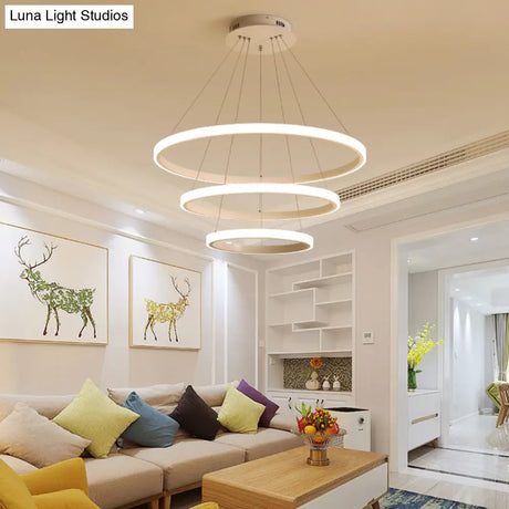 Simple Acrylic Led Pendant Light With Loop Design - Warm/White/Natural Options