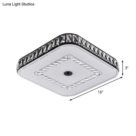 Simple Black Crystal Flush Mount Led Ceiling Light With Square/Round Rectangle-Cut Design