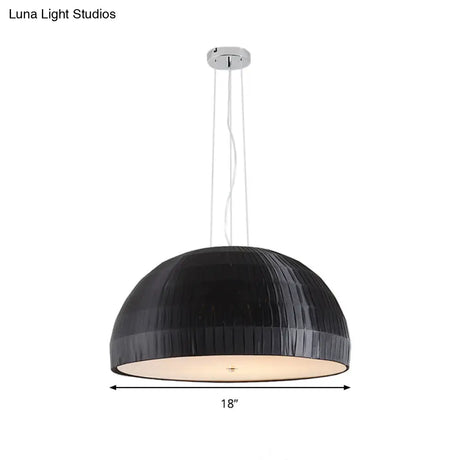 Simple Black Dome Pendant Chandelier With 4 Fabric Lights – Perfect For Bedroom
