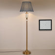 Simple Blue Fabric Barrel Floor Lamp With Crystal Deco - Perfect Stand Up Light For Living Room