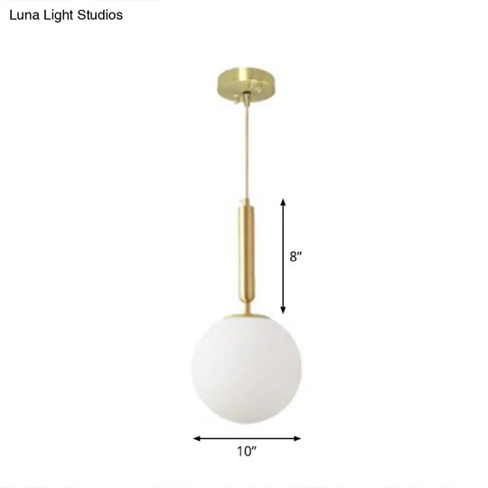 Brass Pendulum Pendant Light With White Glass Shade For Dining Room / 10