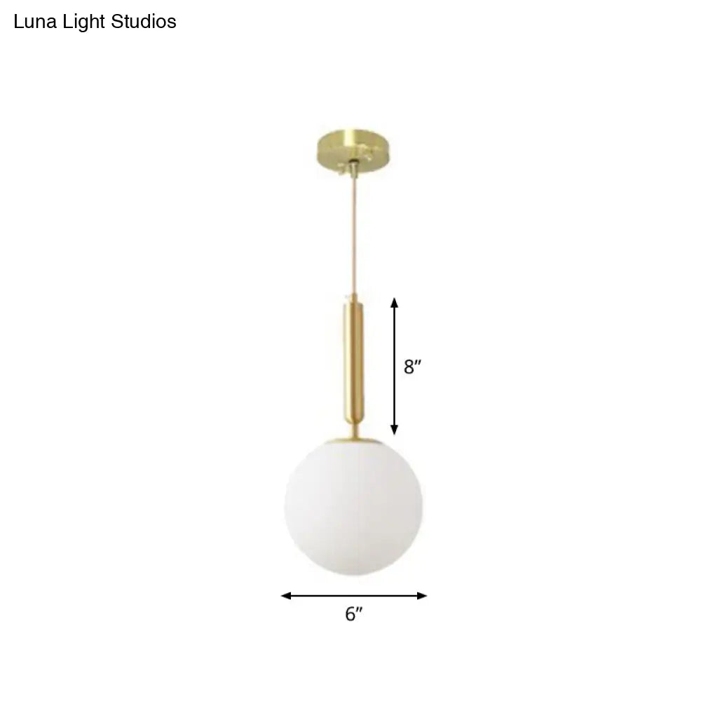 Brass Pendulum Pendant Light With White Glass Shade For Dining Room / 6