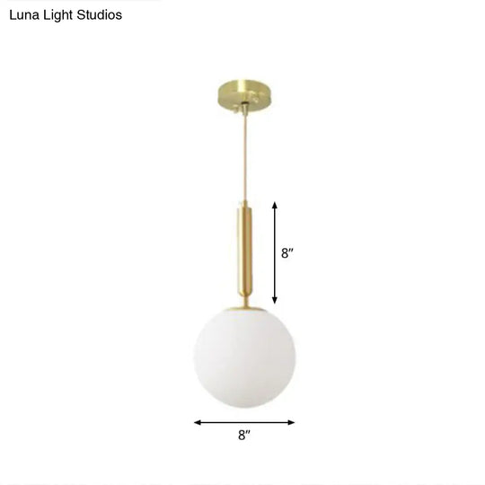 Brass Pendulum Pendant Light With White Glass Shade For Dining Room / 8