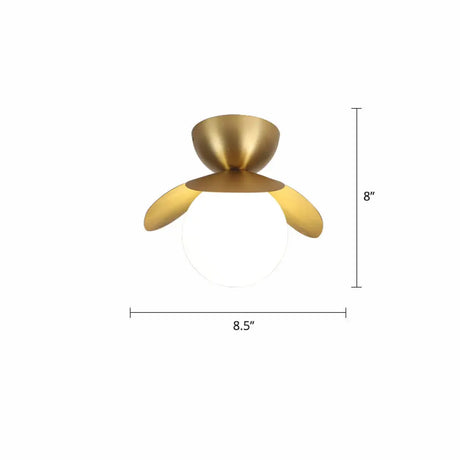 Simple Brass Semi Flush Mount Ceiling Light Fixture - Round Aisle Design With 1 Head / Rounded