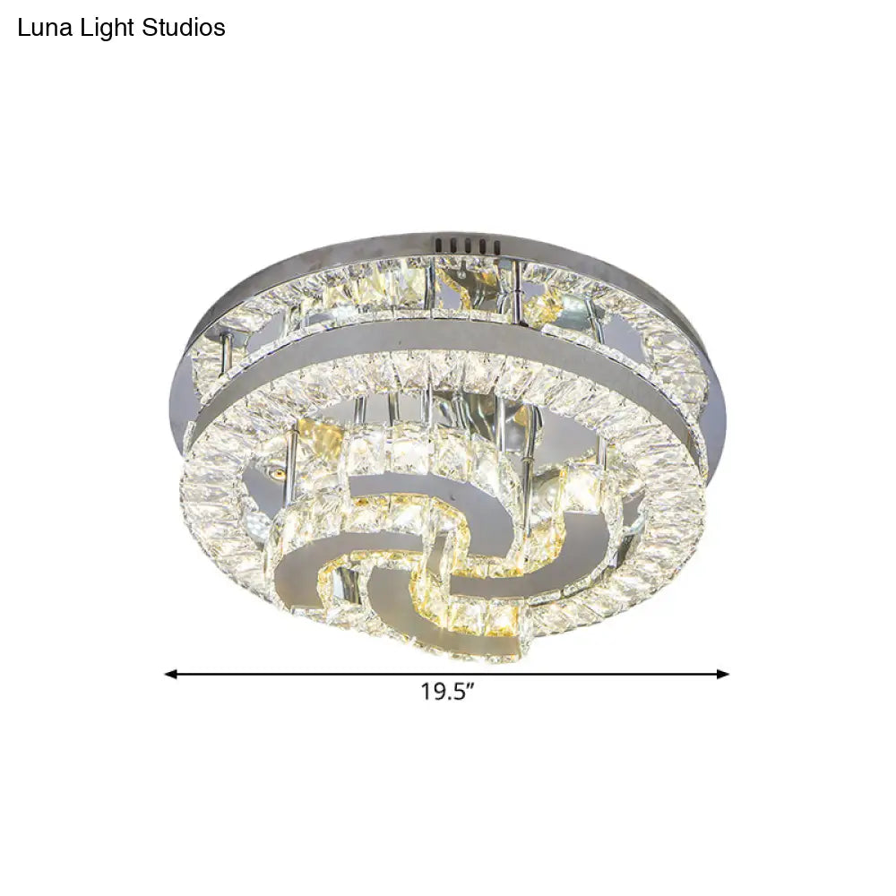 Simple Clear Crystal Led Flush Light Fixture For Living Room - Halo Design