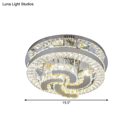 Simple Clear Crystal Led Flush Light Fixture For Living Room - Halo Design