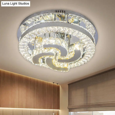 Simple Clear Crystal Led Flush Light Fixture For Living Room - Halo Design