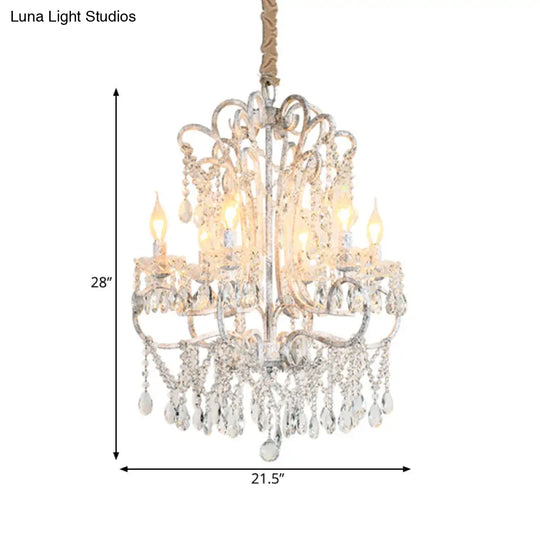 Simple Crystal Bedroom Chandelier - Curvy Design 5/6 Lights Silver Suspension Lighting